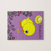 Puzzles Yellow Chick Floral Paars Legpuzzel (Horizontaal)