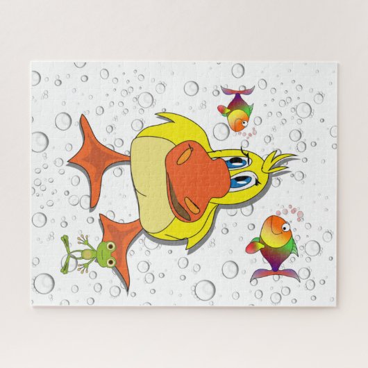 Puzzles Yellow Duck Fish Kikker Legpuzzel (Horizontaal)