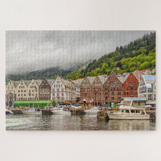 PUZZZLE Skyline Noruega Bergen, paisaje Legpuzzel (Horizontaal)