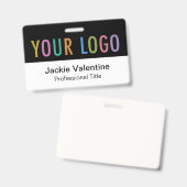 PVC Naam Badge Horizontale Logo Werk ID Label Zwar (Voor- en achterkant)