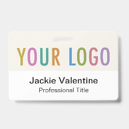 PVC Naambadge Horizontaal Logo Werk Naamkaart Ecru Badge