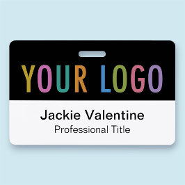 PVC naamkaart Horizontaal Logo Werk ID Label Zwart Badge