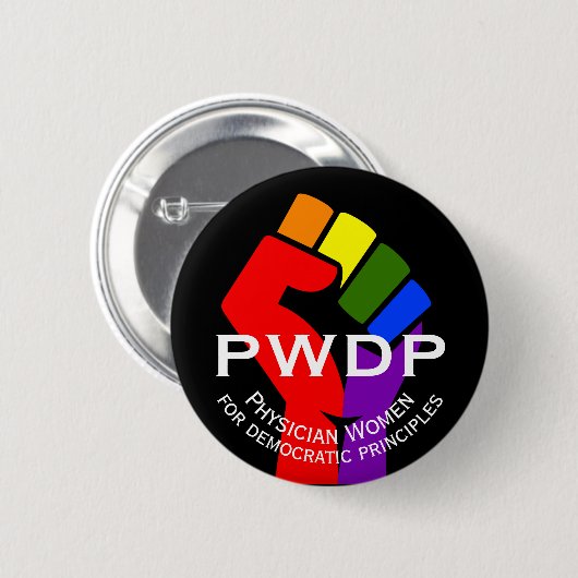 PWDP regenboogvist, eerste knop Ronde Button 5,7 Cm (Voorkant /achterkant)