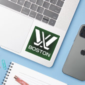 PWHL Boston Hockey Logo Sticker (Laptop met iPhone)