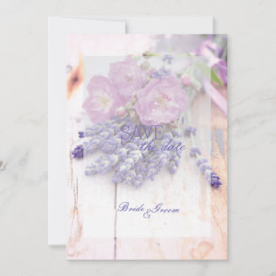 PWild Roos & Lavendel Zomerbloem BESPAAR de datum Save The Date