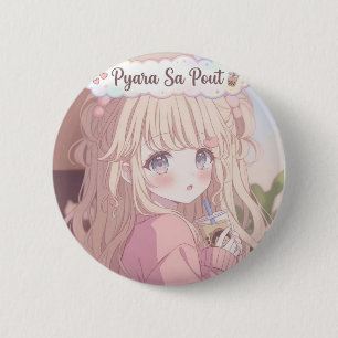 Pyara Sa Pout - Schattig Kawaii Anime Meisje met B Ronde Button 5,7 Cm