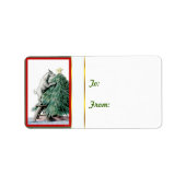 Pygmee in Boomgeit Kerstcadeau Label Sticker (Voorkant)