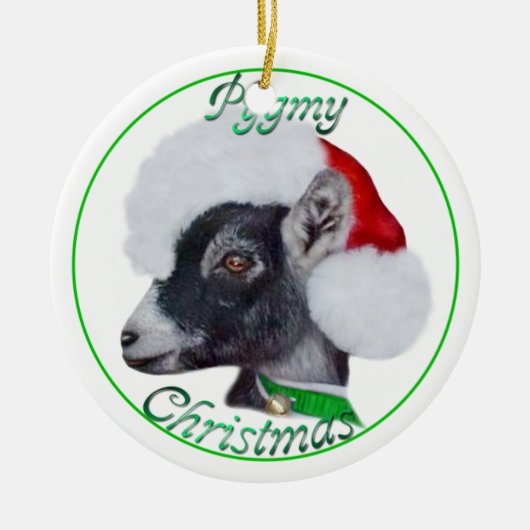 Pygmy Goat in Santa Hat-kerstversiering Keramisch Ornament (Voorkant)