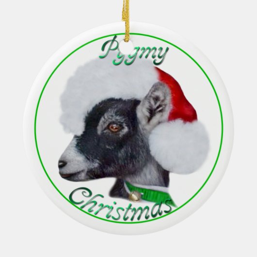 Pygmy Goat in Santa Hat-kerstversiering Keramisch Ornament (Achterkant)