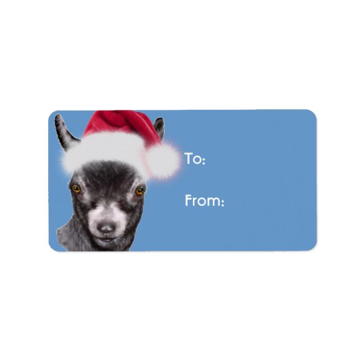 Pygmy Goat Santa Goat Christmas Gift Label (Voorkant)