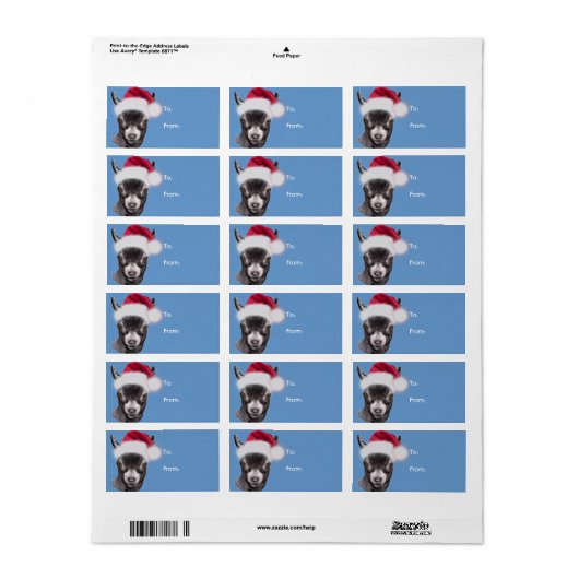 Pygmy Goat Santa Goat Christmas Gift Label (Full Sheet)