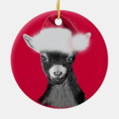 Pygmy Goat Santa Hat-kerstversiering Keramisch Ornament (Achterkant)