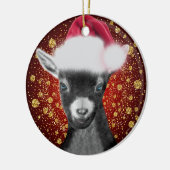 Pygmy Goat Santa Hat-kerstversiering Keramisch Ornament (Links)