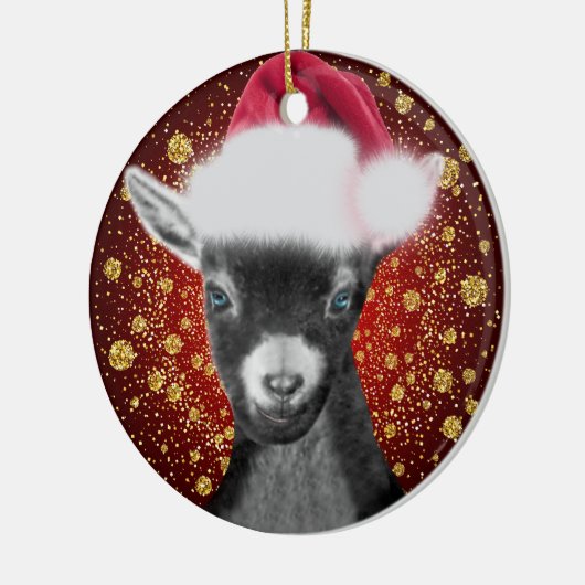Pygmy Goat Santa Hat-kerstversiering Keramisch Ornament (Links)