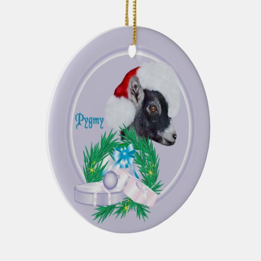 Pygmy Goat Santa Wreath Holiday Ornament (Rechts)