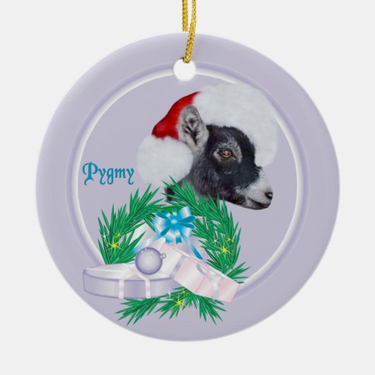 Pygmy Goat Santa Wreath Holiday Ornament (Voorkant)