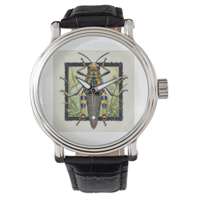 Pygmy Grasshopper 020924IREF232 - Watercolor Horloge (Voorkant)