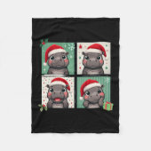 Pygmy Hippo Meme Santa Claus Pet Photobooth Funny Fleece Deken (Voorkant)