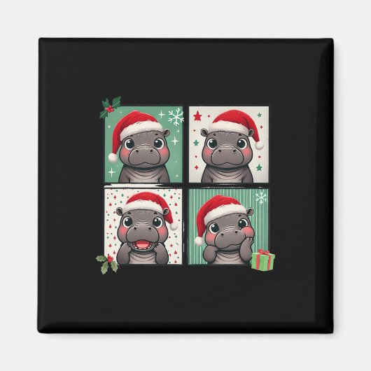 Pygmy Hippo Meme Santa Claus Pet Photobooth Funny Magneet (Voorkant)