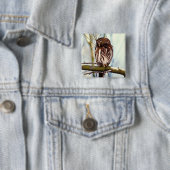 Pygmy Owl Vierkante Button 5,1 Cm (In situ)