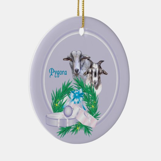 Pygora Goat Wreath Holiday Ornament (Rechts)