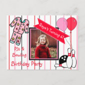 Pyjama en Bowling Girl's Verjaardagsfeest Uitnodig Briefkaart (Voorkant)