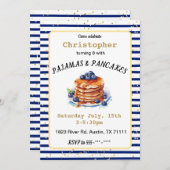 Pyjama en Pannenkoeken Verjaardagsuitnodiging Kaart (Voorkant / Achterkant)