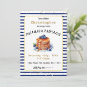 Pyjama en Pannenkoeken Verjaardagsuitnodiging Kaart (Staand voorkant)