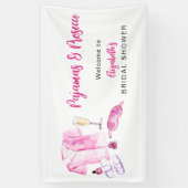 Pyjama en Prosecco Bruidsdouche Roze Decoratie Spandoek (Verticaal)
