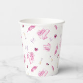 Pyjama en Prosecco Bruidsdouche Roze Script Papieren Bekers (Achterkant)