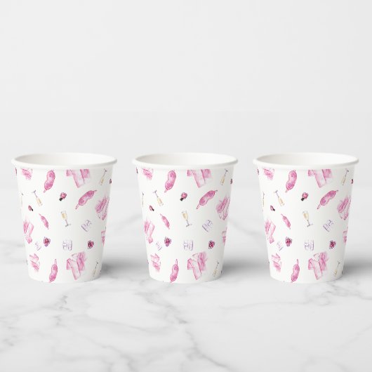 Pyjama en Prosecco Bruidsdouche Roze Script Papieren Bekers (Multi)