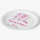 Pyjama en Prosecco Bruidsdouche Roze Script Papieren Bordje (Gekanteld)