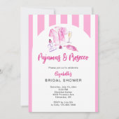 Pyjama en Prosecco Bruidsdouche Roze Strepen Kaart (Voorkant)