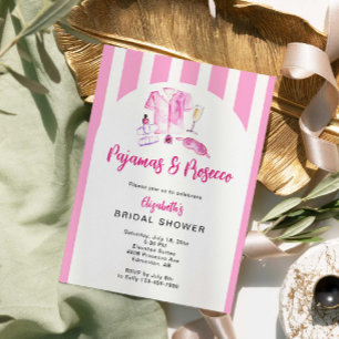 Pyjama en Prosecco Bruidsdouche Roze Strepen Kaart