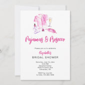 Pyjama en Prosecco Bruidsdouche Roze Strepen Kaart (Voorkant)