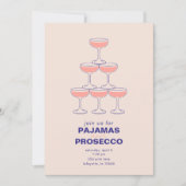 Pyjama- en Prosecco-feestuitnodiging Kaart (Voorkant)