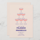 Pyjama- en Prosecco-feestuitnodiging Kaart (Voorkant / Achterkant)