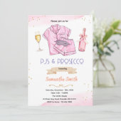 Pyjama- en Prosecco-feestuitnodiging Kaart (Staand voorkant)