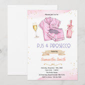 Pyjama- en Prosecco-feestuitnodiging Kaart (Voorkant / Achterkant)