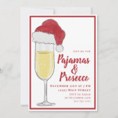 Pyjama- en Prosecco-kerstfeest Kaart (Voorkant)