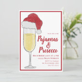 Pyjama- en Prosecco-kerstfeest Kaart (Staand voorkant)