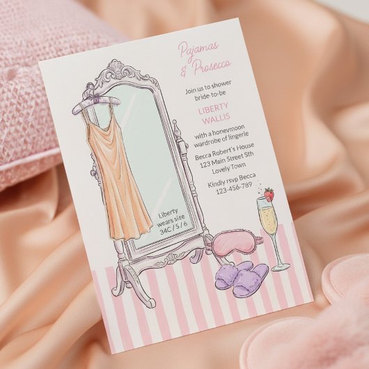 Pyjama en Prosecco Roze Bruids Ondergoed Bruiloftf Kaart
