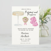 Pyjama en Prosecco vrijgezellenfeest uitnodiging (Staand voorkant)