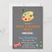 Pyjama- en schilderverjaardagsuitnodiging kaart (Voorkant)