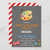 Pyjama- en schilderverjaardagsuitnodiging kaart (Voorkant / Achterkant)