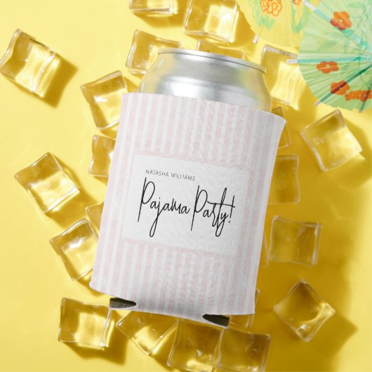 Pyjama Feest Bachelorette Roze Witte Strepen Blikjeskoeler (Insitu Zomer)