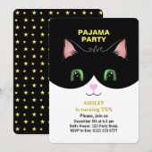 Pyjama Feest & Chique Tuxedo Kat Uitnodiging (Voorkant / Achterkant)