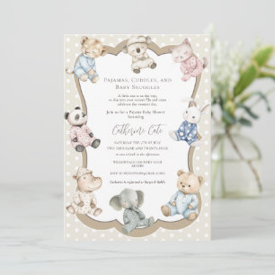 Pyjama Feestje Dierenthema Baby Shower Kaart