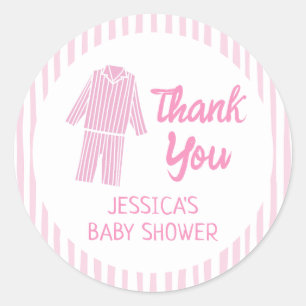 Pyjama Feestje Meisje PJ Verjaardag Bedankt Ronde Sticker