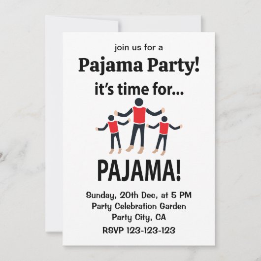 Pyjama Het Is Tijd Voor Een Pyjamafeestje Kaart (Voorkant)